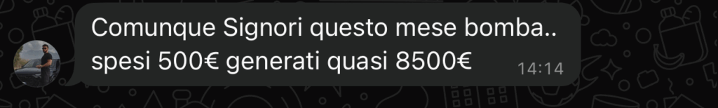 testimonianza di successo store scalato grazie a 10k con soli 500euro di adv